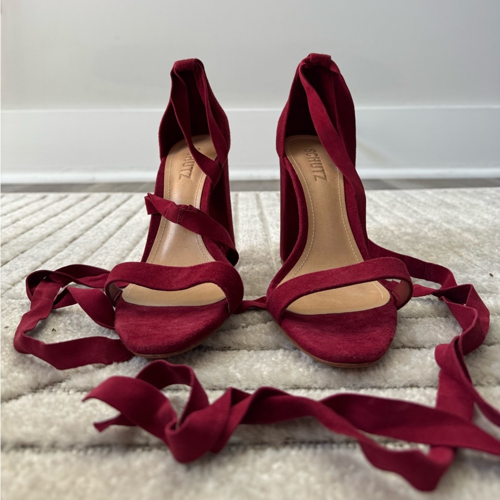 SCHUTZ Burgundy Wrap-Around Heels